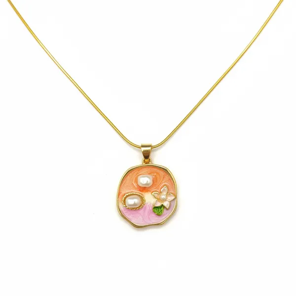 Gold_Plated_Brass_Anti_Tarnish_Blossom_Pearl_Enamel_Pendant_Necklace_For_Women